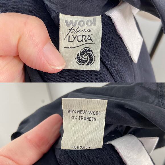 MaxMara Longline Coat Navy Blue Wool Blazer Classic Career Minimalist Size 12 - Picture 9 of 16